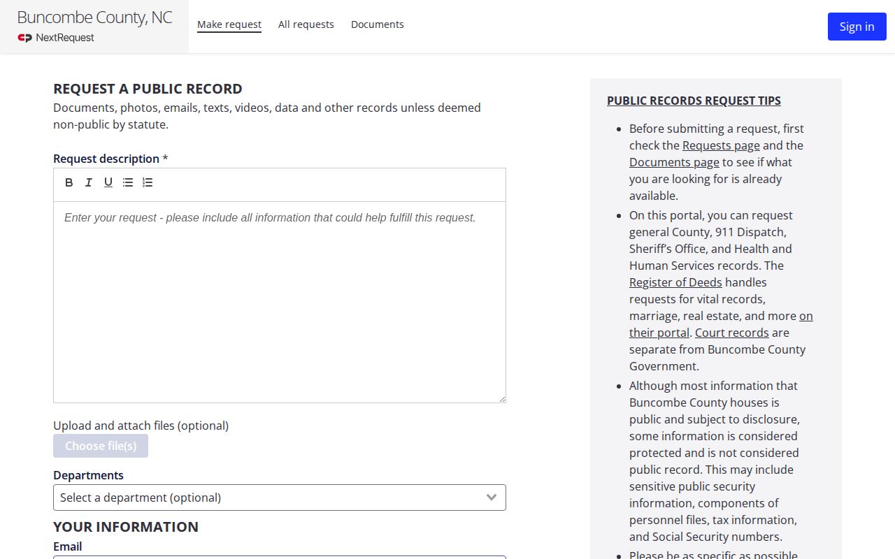 Buncombe County public records request portal